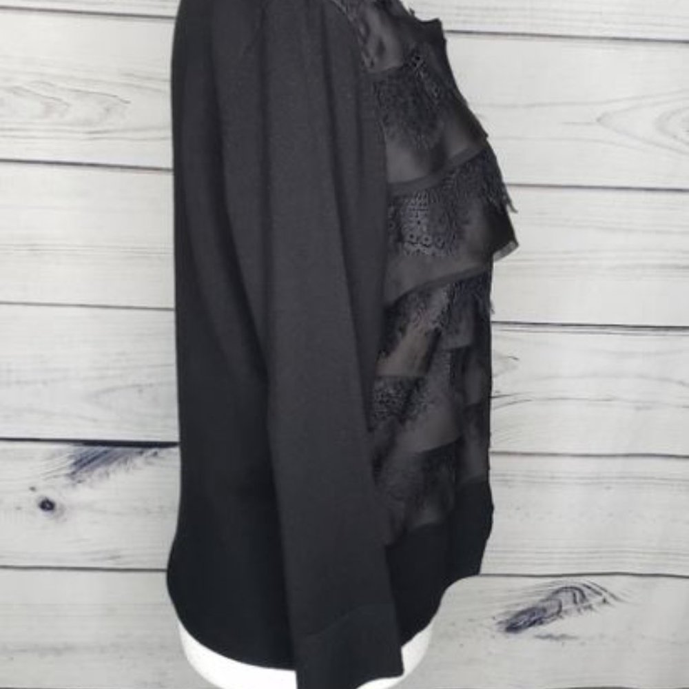 White House Black Market Tiered Lace Blk Cardigan - Picture 2 of 3